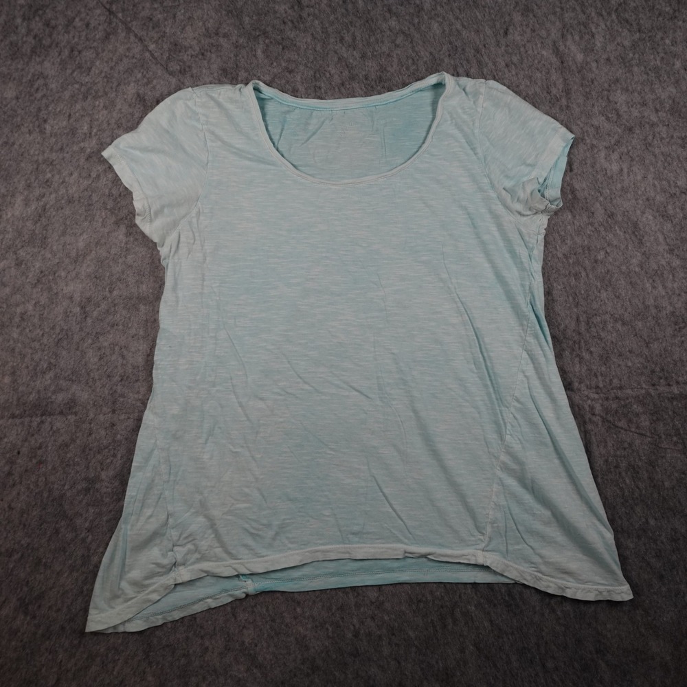 J Jill Top Women Medium Blue Sun Bleached Tee Short Sleeve Cotton Slub Scoop